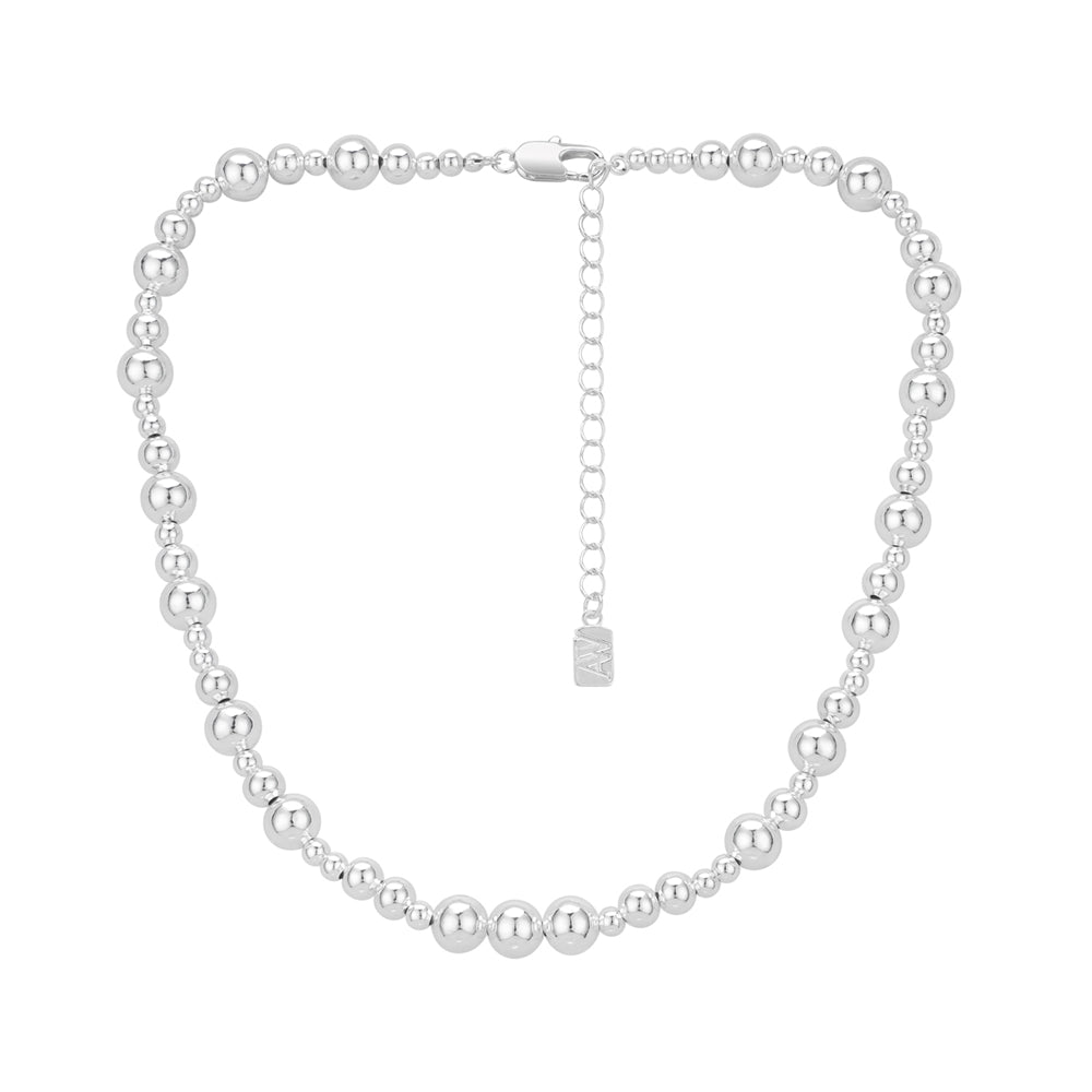 August Woods Silver Multi Size Ball Bead Necklace