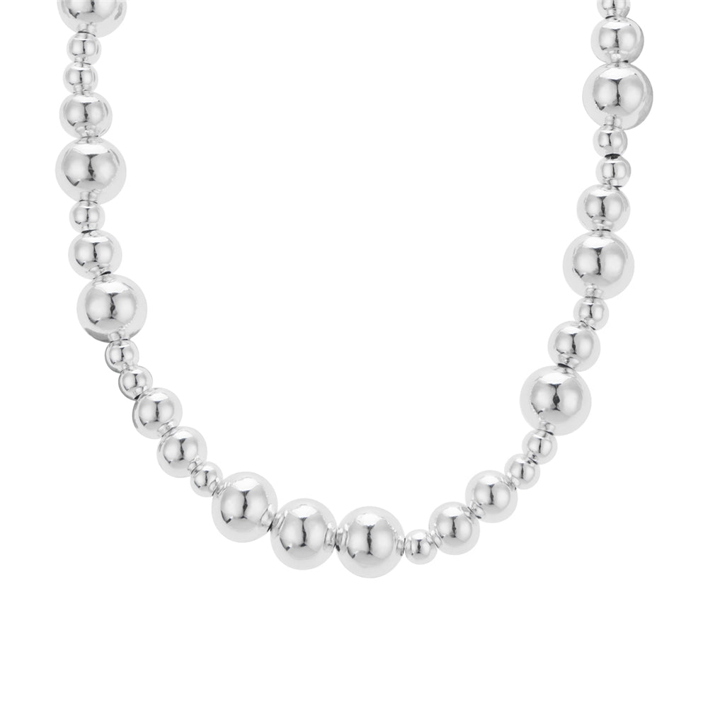 August Woods Silver Multi Size Ball Bead Necklace
