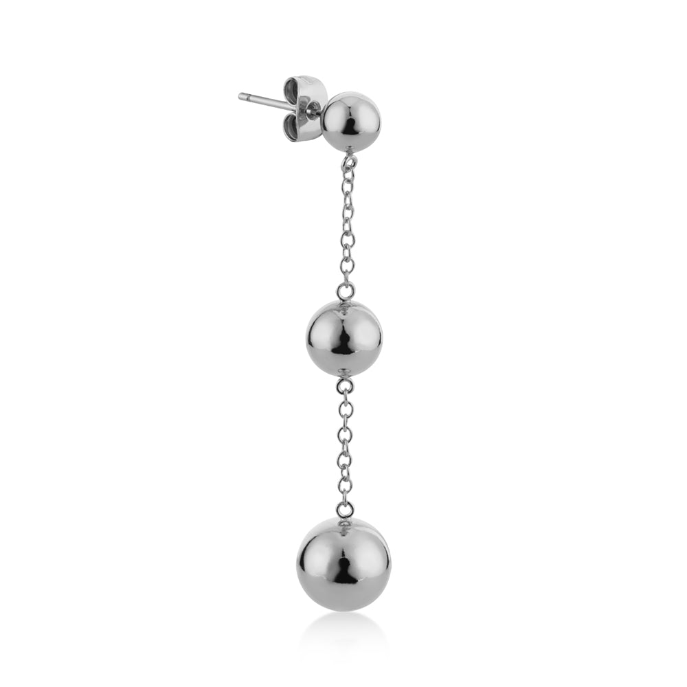 August Woods Silver Triple Beaded Drop Earrings