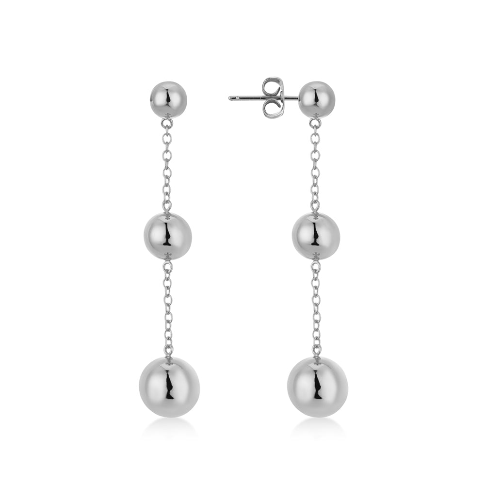 August Woods Silver Triple Beaded Drop Earrings
