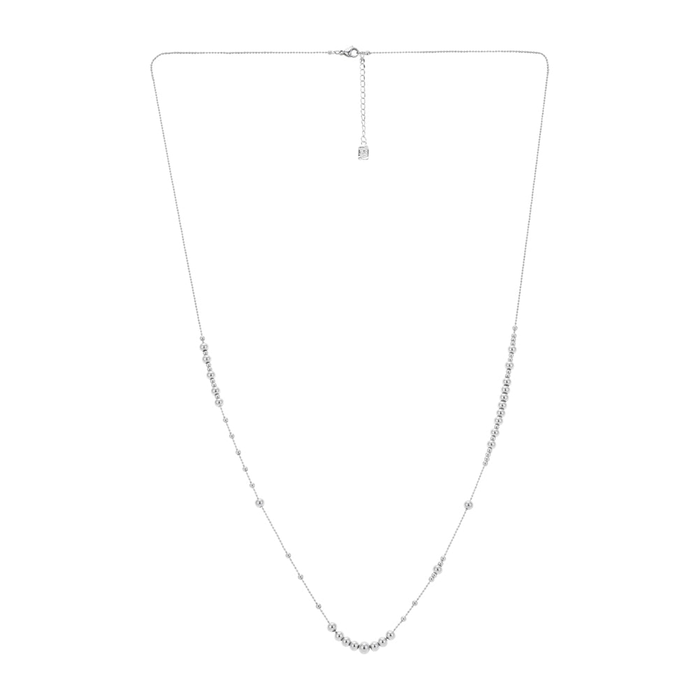 August Woods Silver Beaded Ball Long Necklace