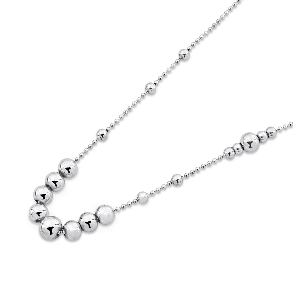 August Woods Silver Beaded Ball Long Necklace