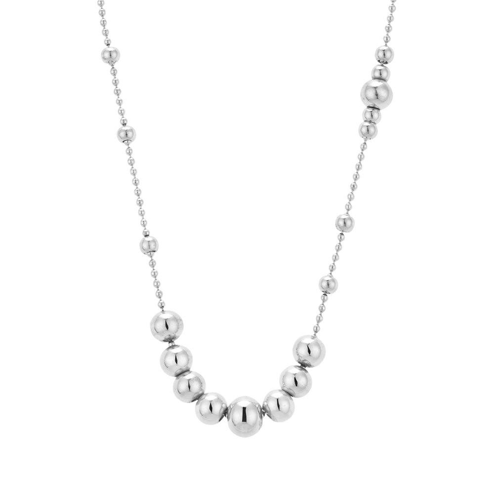 August Woods Silver Beaded Ball Long Necklace