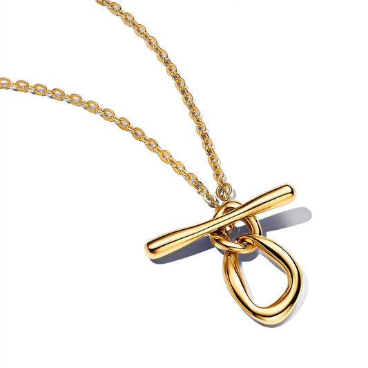 Pandora Gold Organically Shaped Circles T-bar Necklace