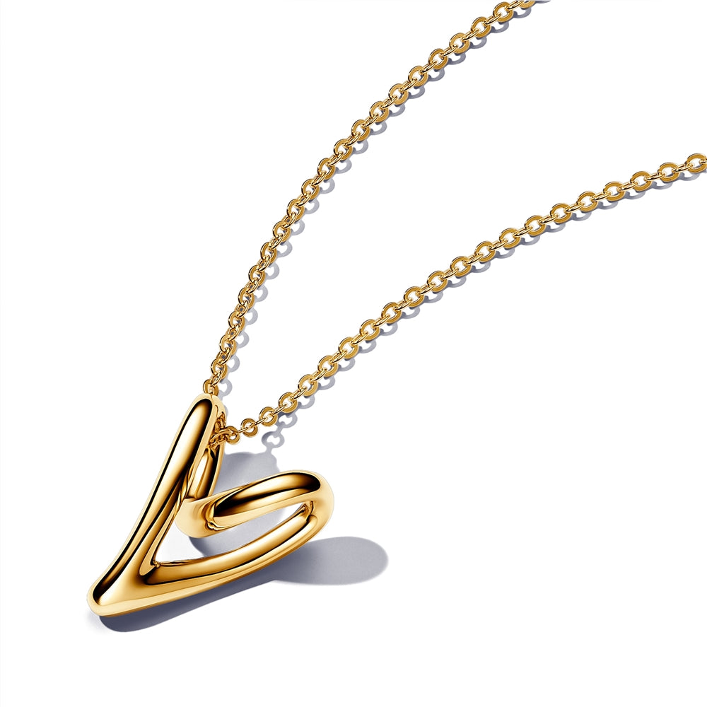 Pandora Gold Organically Shaped Heart Pendant Necklace