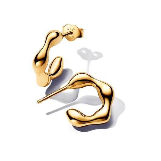 Pandora Gold Organically Shaped Open Hoop Earrings