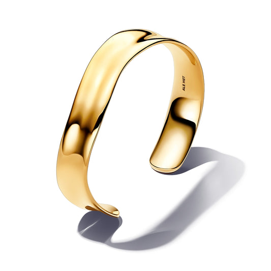 Pandora Gold Organically Shaped Broad Open Bangle