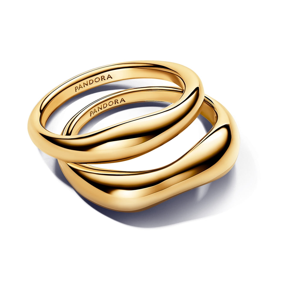 Pandora Gold Organically Shaped Stacking Rings