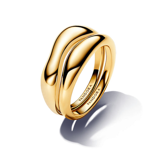 Pandora Gold Organically Shaped Stacking Rings