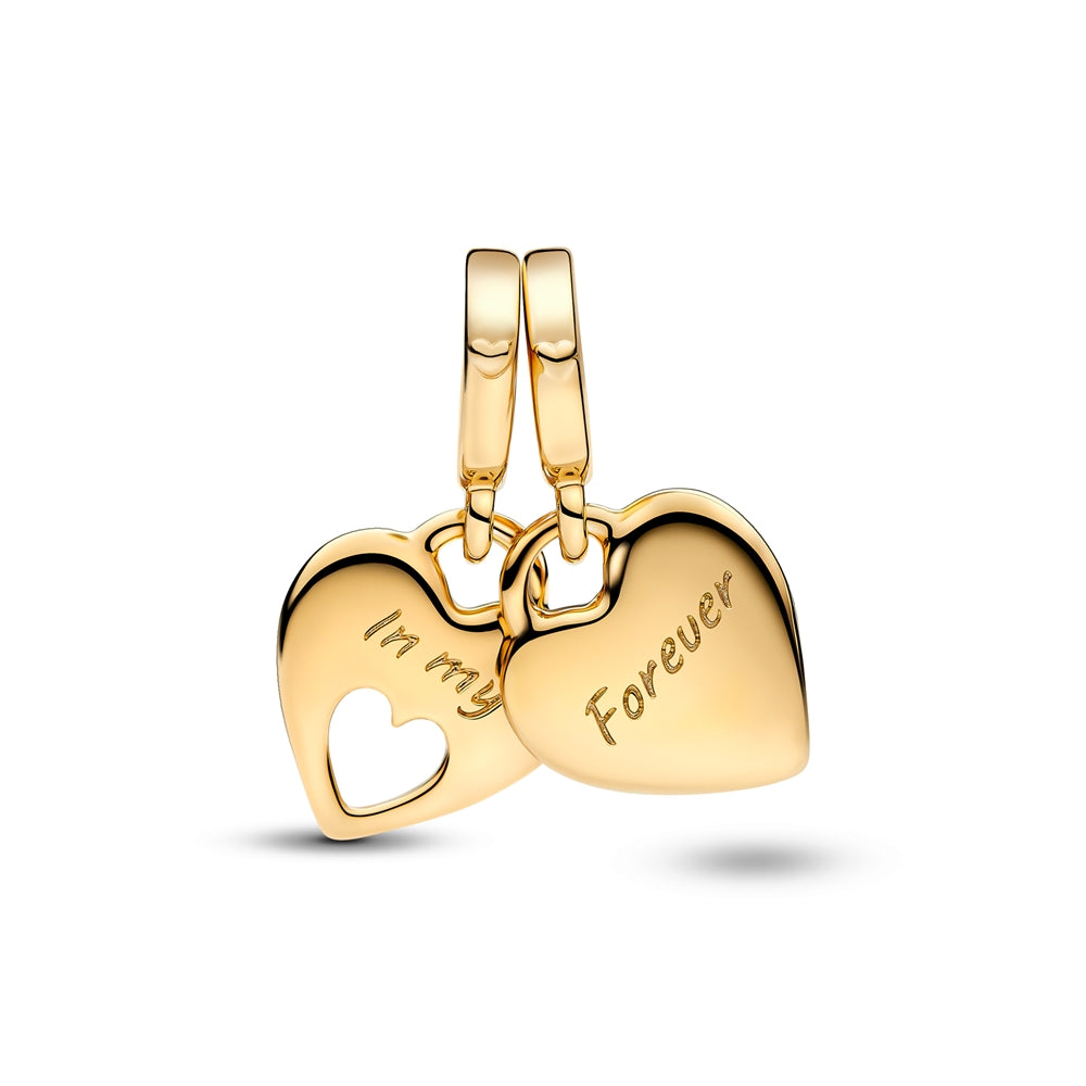 Pandora Mother and Daughter Double Heart Split Dangle Charm
