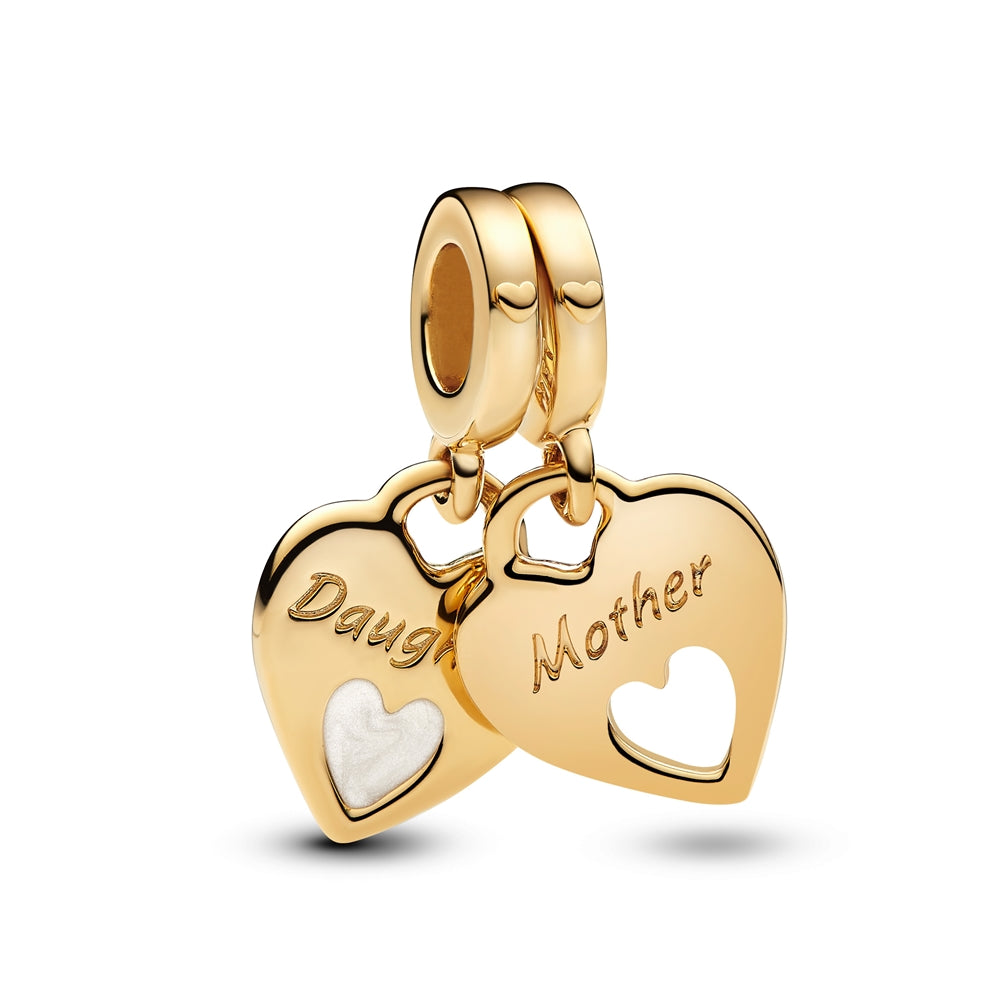Pandora Mother and Daughter Double Heart Split Dangle Charm
