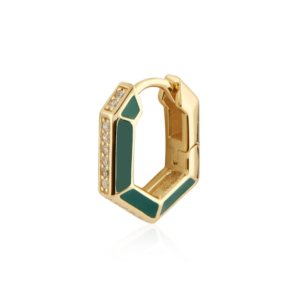 Argento Gold and Green Chunky Crystal Hoop Earrings