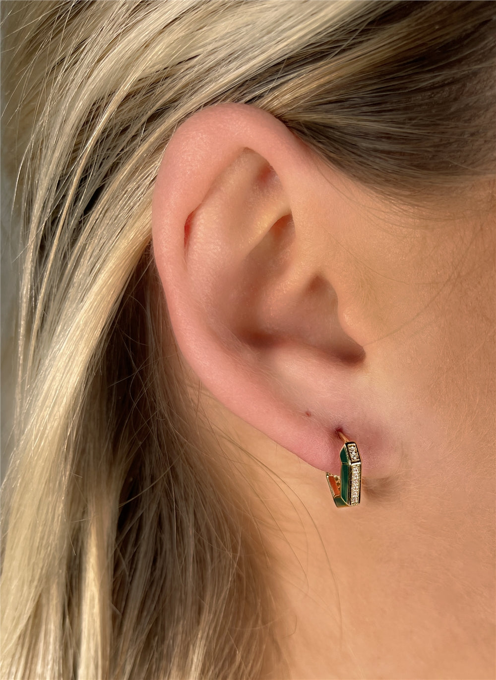 Argento Gold and Green Chunky Crystal Hoop Earrings