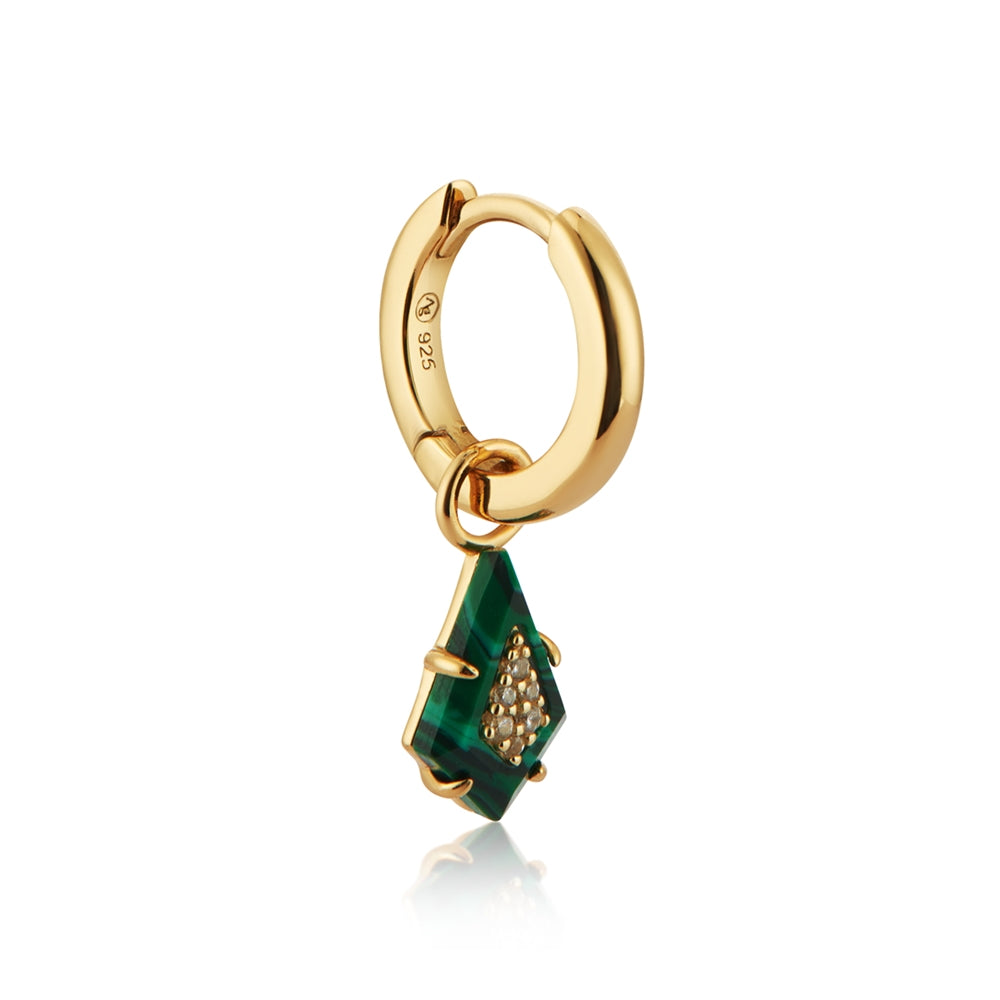 Argento Gold Malachite Diamond Shape Hoop Earrings