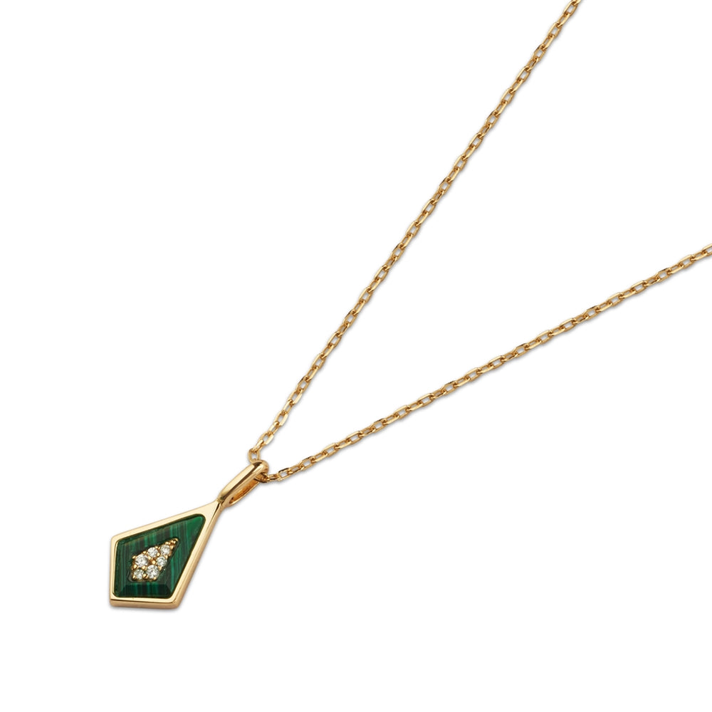 Argento Gold Malachite Diamond Shape Necklace