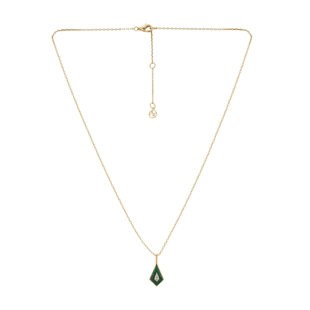 Argento Gold Malachite Diamond Shape Necklace