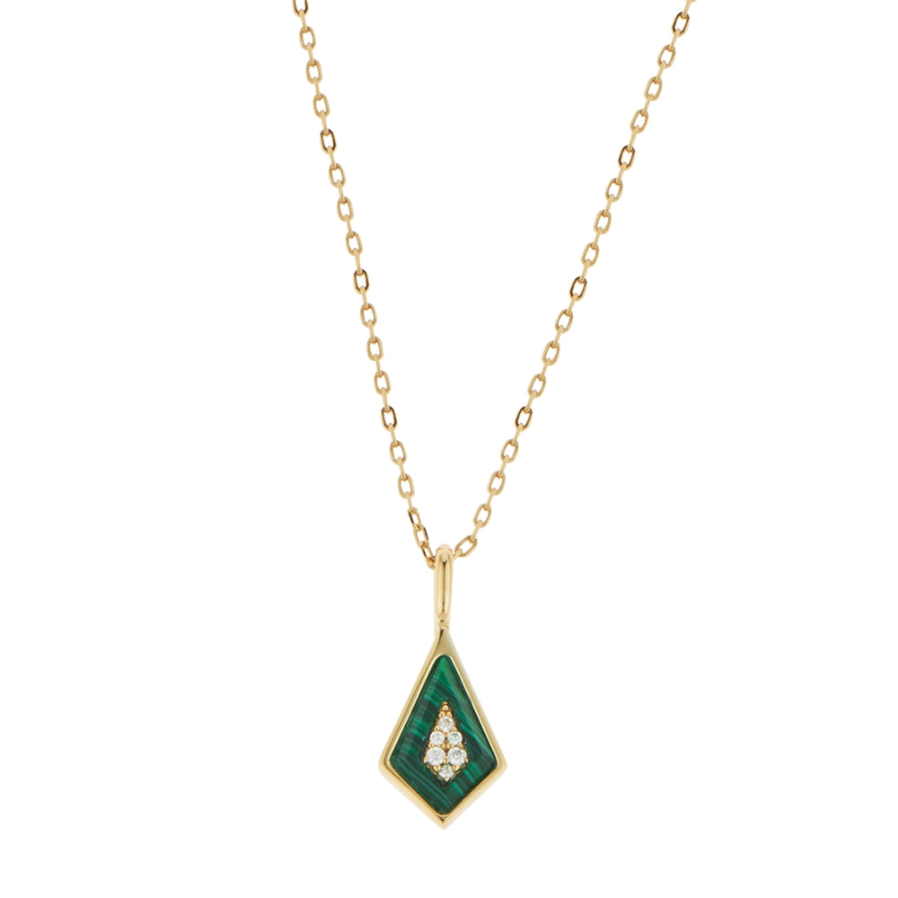 Argento Gold Malachite Diamond Shape Necklace