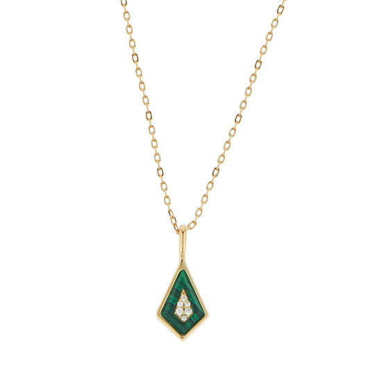 Argento Gold Malachite Diamond Shape Necklace