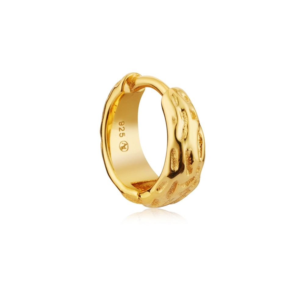 Argento Gold Hammer Effect Hoop Earrings