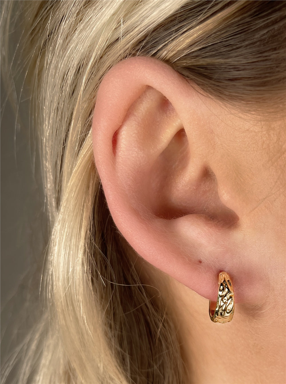 Argento Gold Hammer Effect Hoop Earrings
