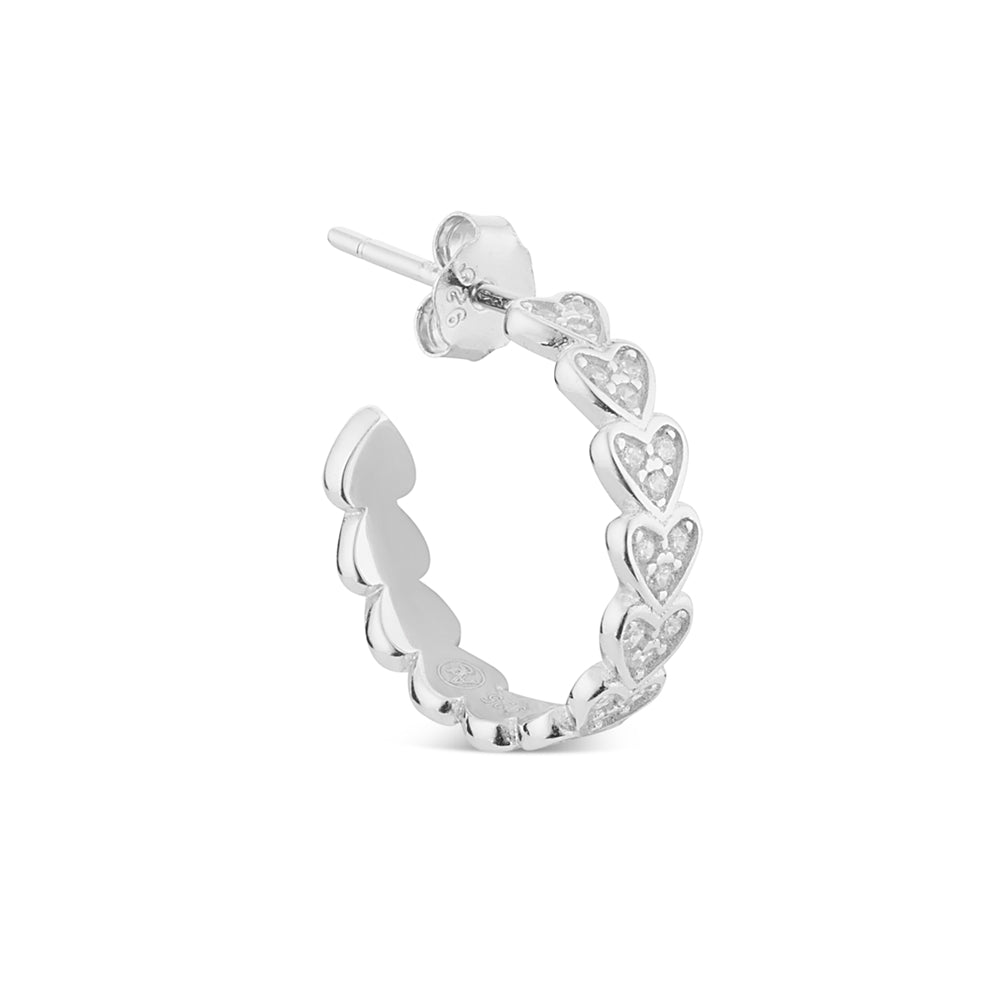 Argento Silver Pavé Heart Hoop Earrings