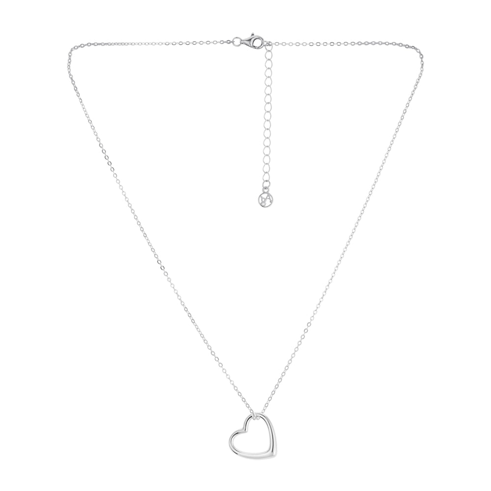 Argento Silver Open Love Heart Pendant Necklace