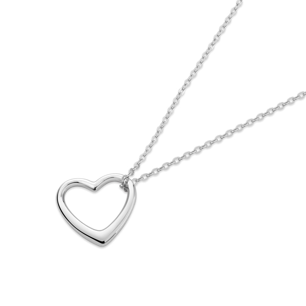 Argento Silver Open Love Heart Pendant Necklace