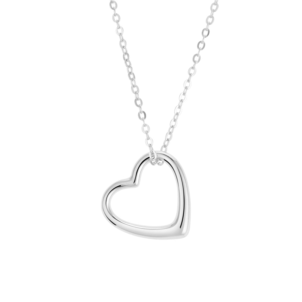 Argento Silver Open Love Heart Pendant Necklace