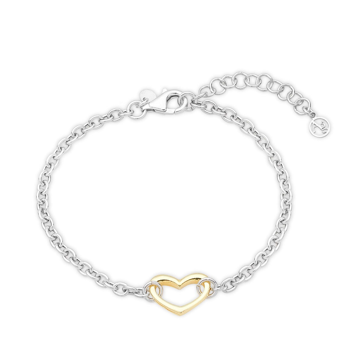 Argento Silver Two Tone Heart Bracelet