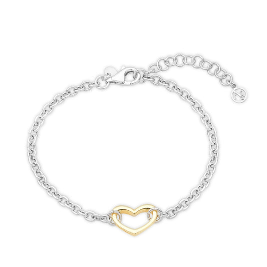 Argento Silver Two Tone Heart Bracelet