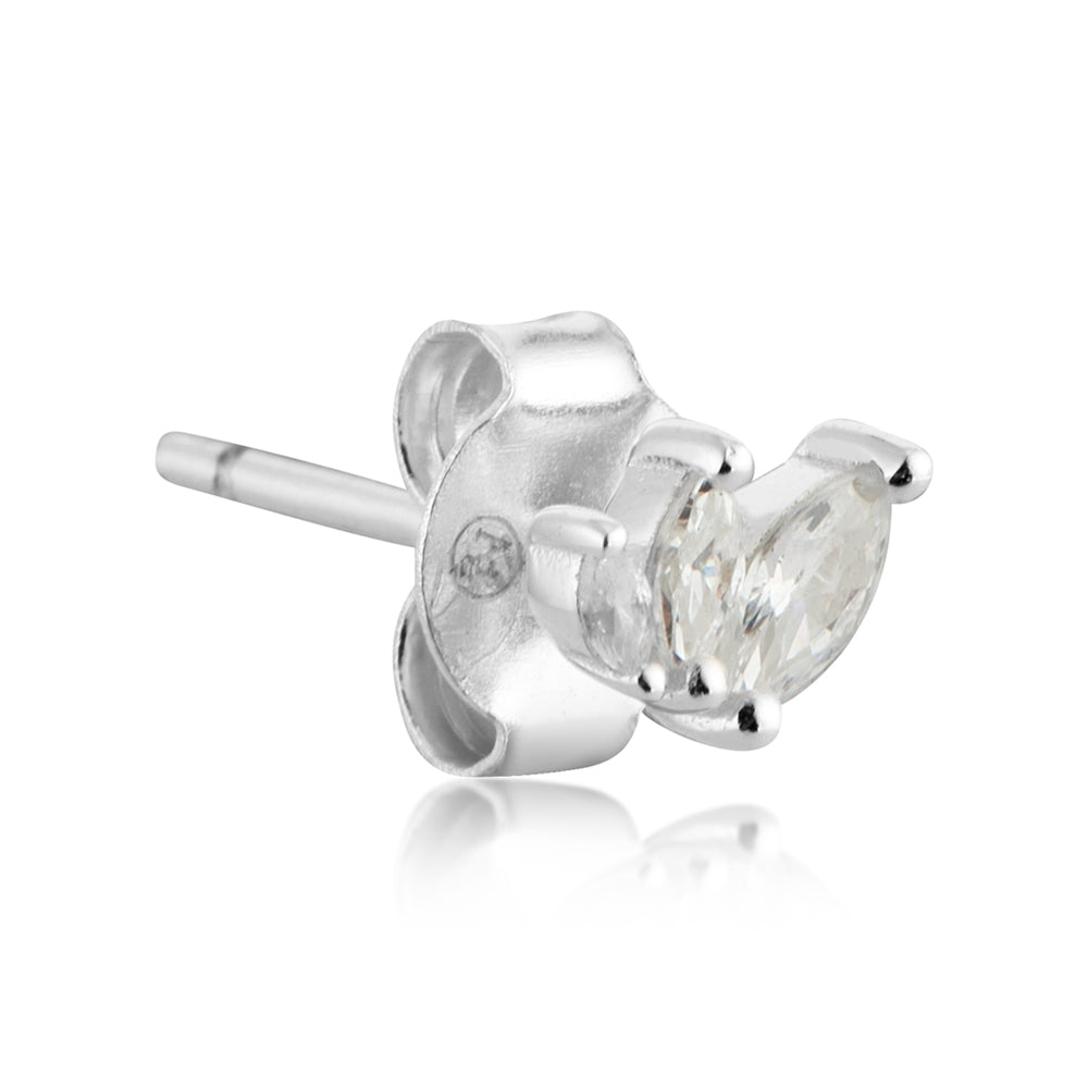 Argento Silver Crystal Petite Single Stud Earrings