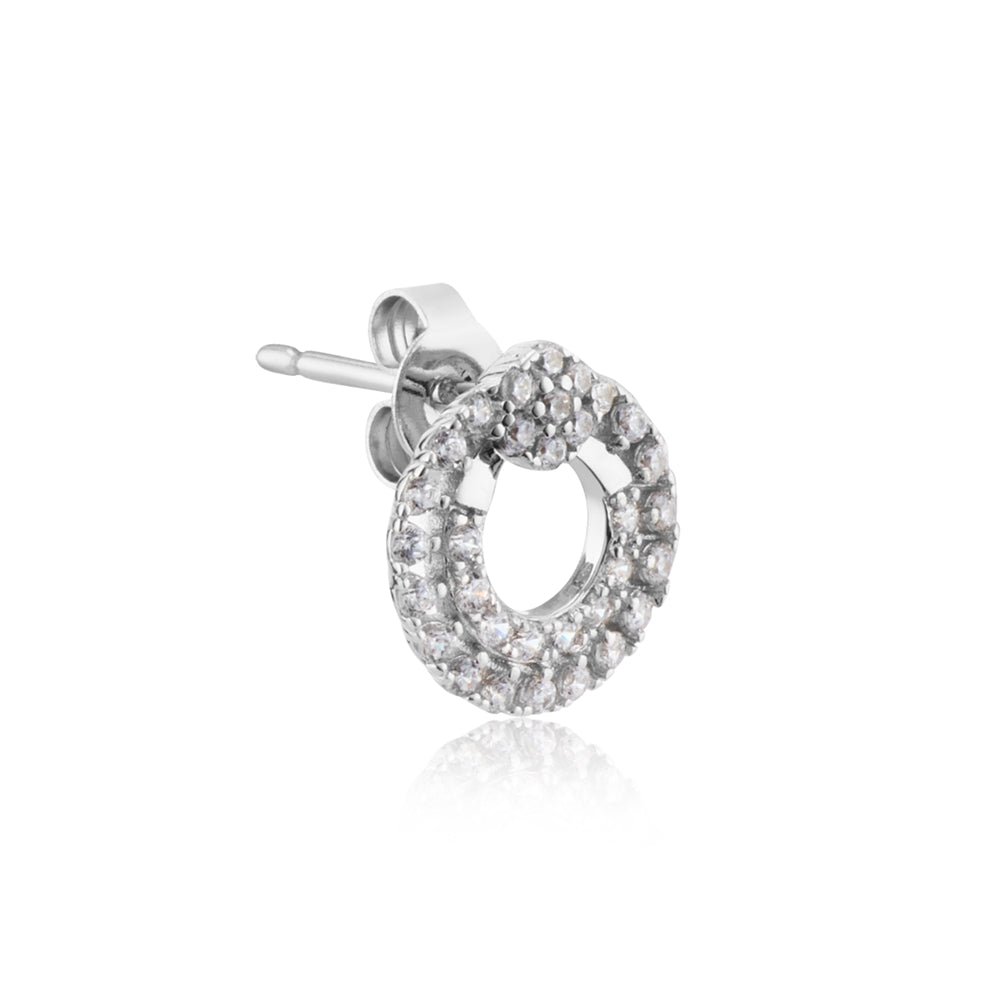 Argento Silver Diamante Halo Stud Earrings