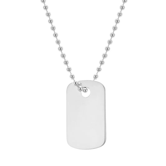 Argento Silver Mens Tag Necklace