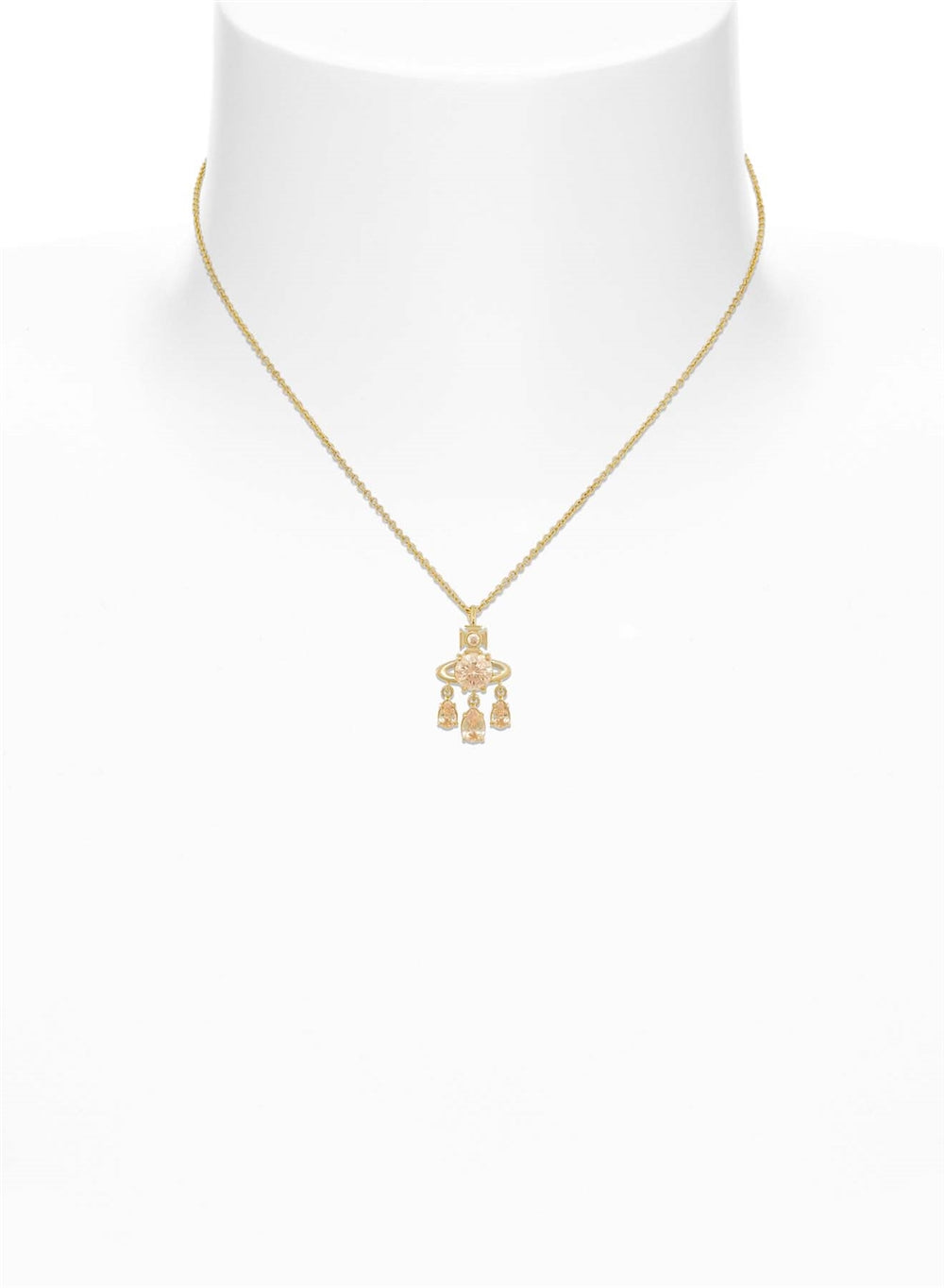 Vivienne Westwood Gold Joaquina Crystal Orb Three Drop Necklace