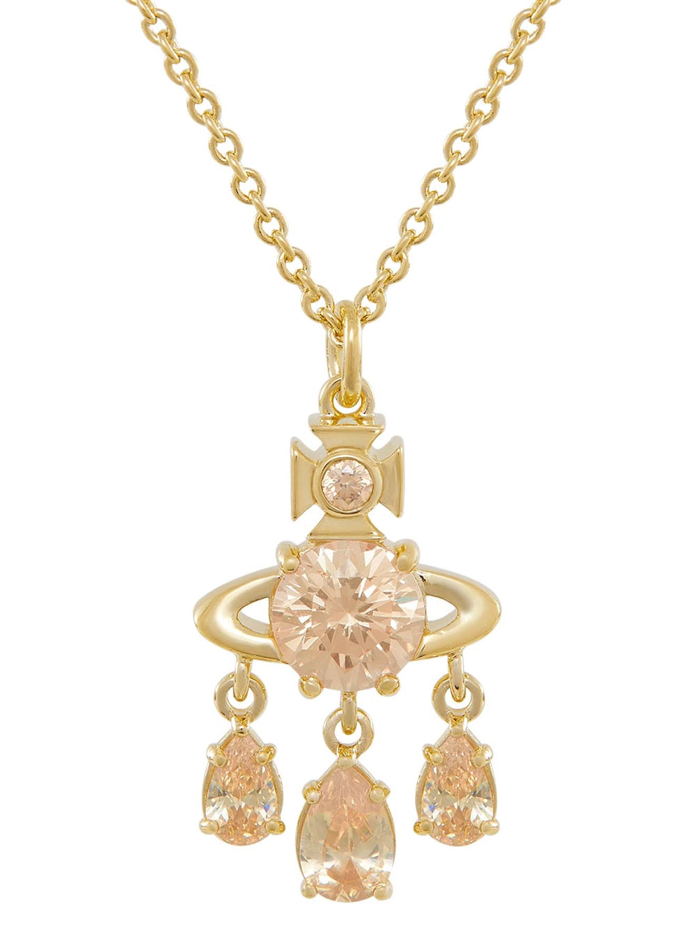 Vivienne Westwood Gold Joaquina Crystal Orb Three Drop Necklace
