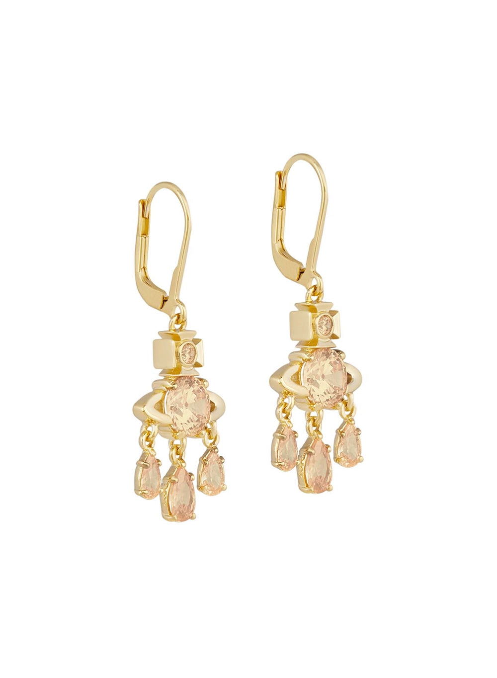 Vivienne Westwood Gold Joaquina Crystal Orb Three Drop Earrings