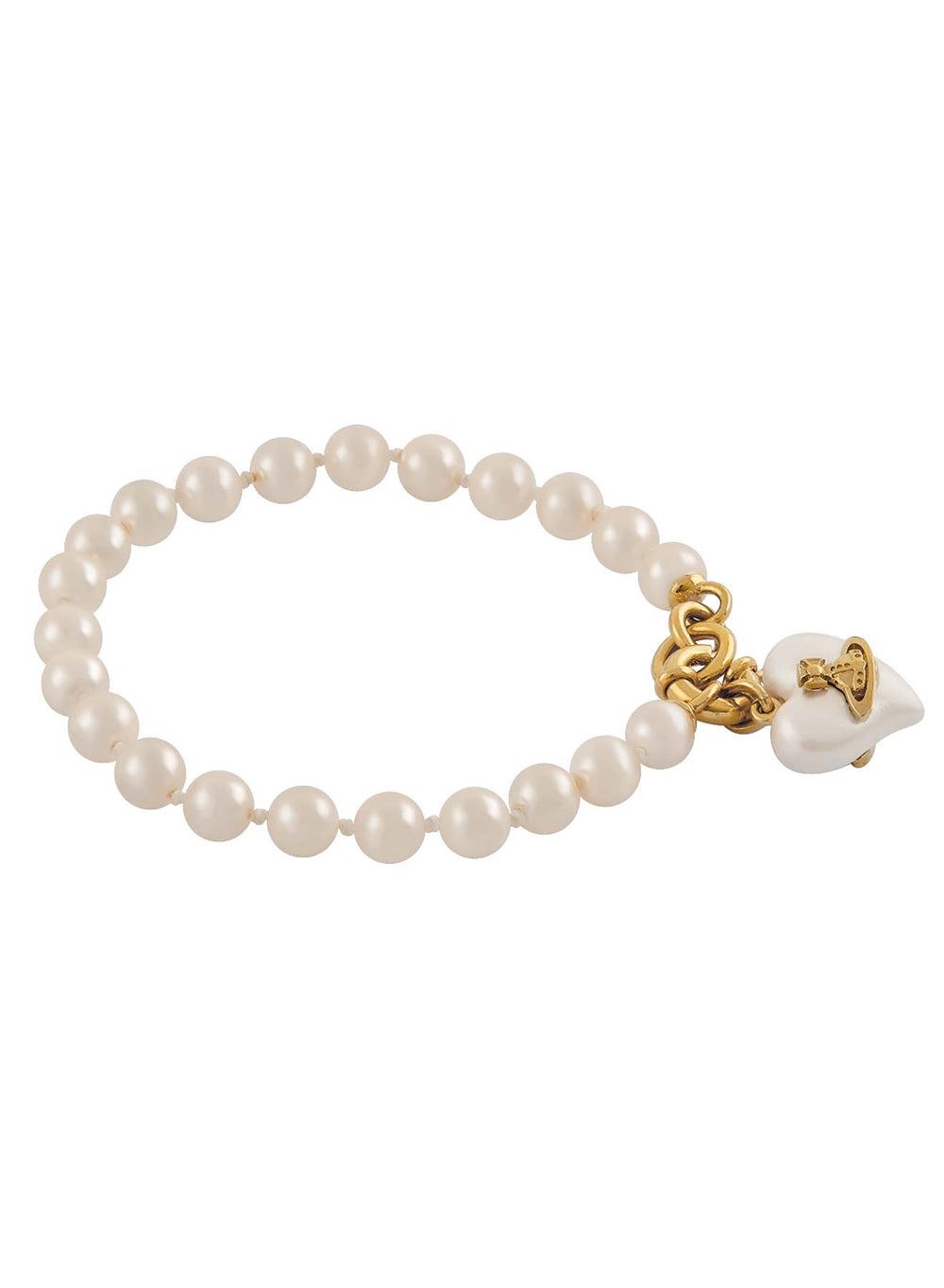 Vivienne Westwood Gold Sheryl Pearl Heart Pearl Row Bracelet