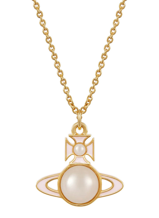 Vivienne Westwood Gold Tillya Pink Pearl Orb Necklace