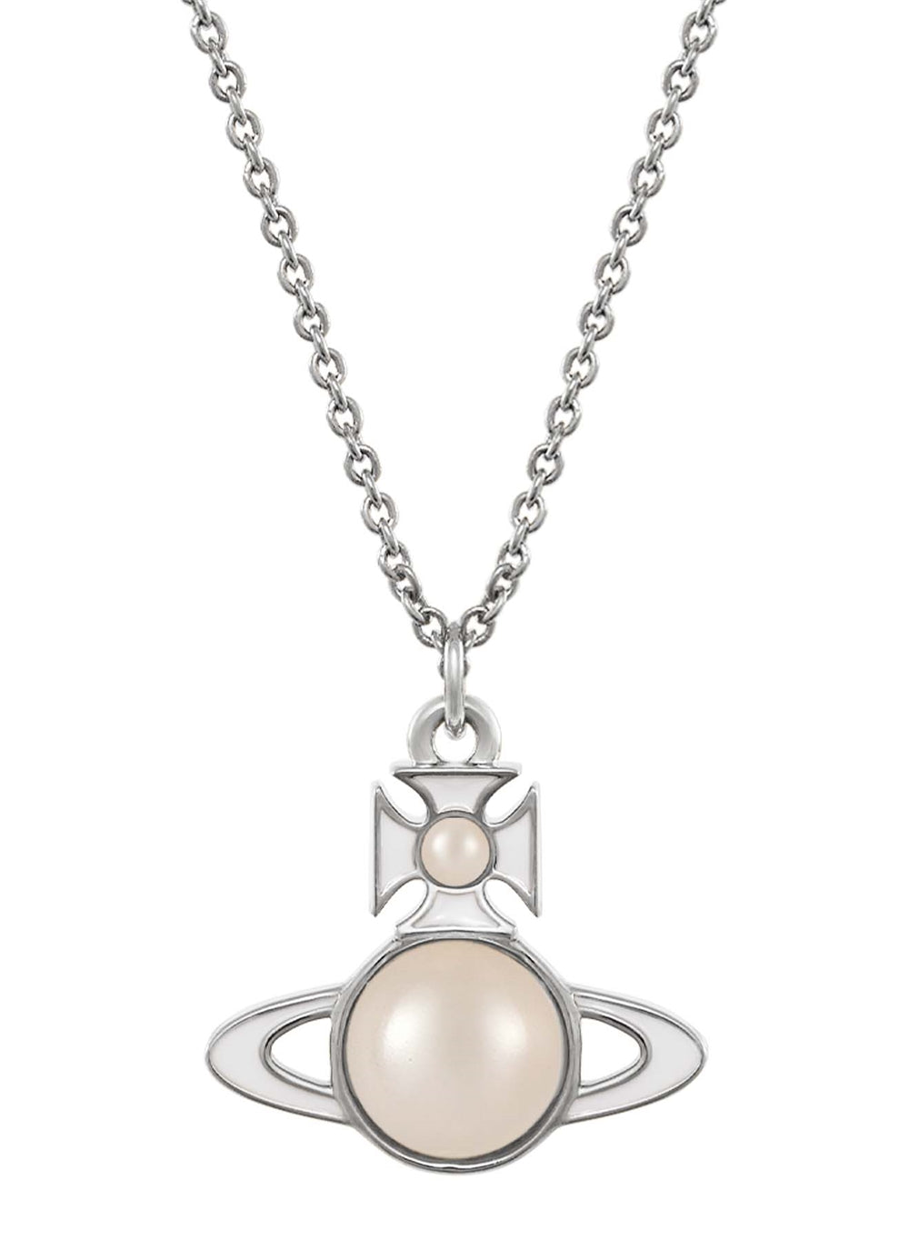 Vivienne Westwood Silver Tillya White Pearl Orb Necklace