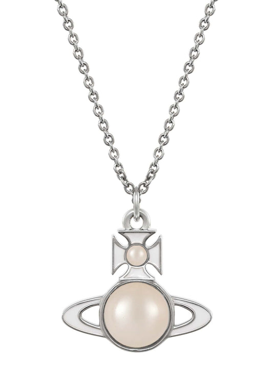 Vivienne Westwood Silver Tillya White Pearl Orb Necklace