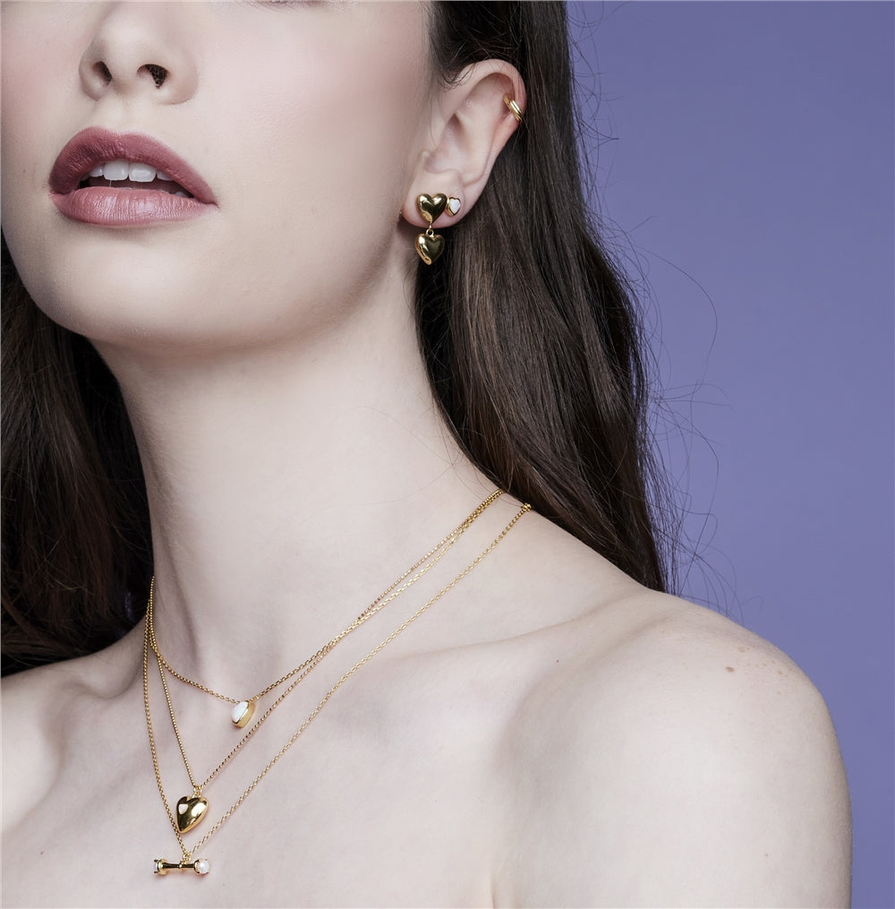 August Woods Gold Puffed Heart Drop Earrings