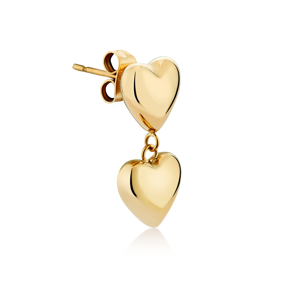 August Woods Gold Puffed Heart Drop Earrings