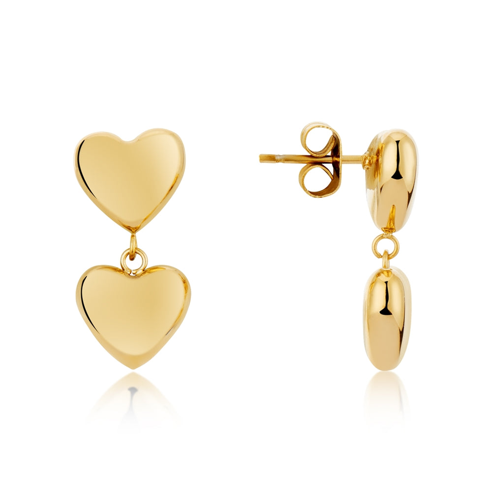 August Woods Gold Puffed Heart Drop Earrings