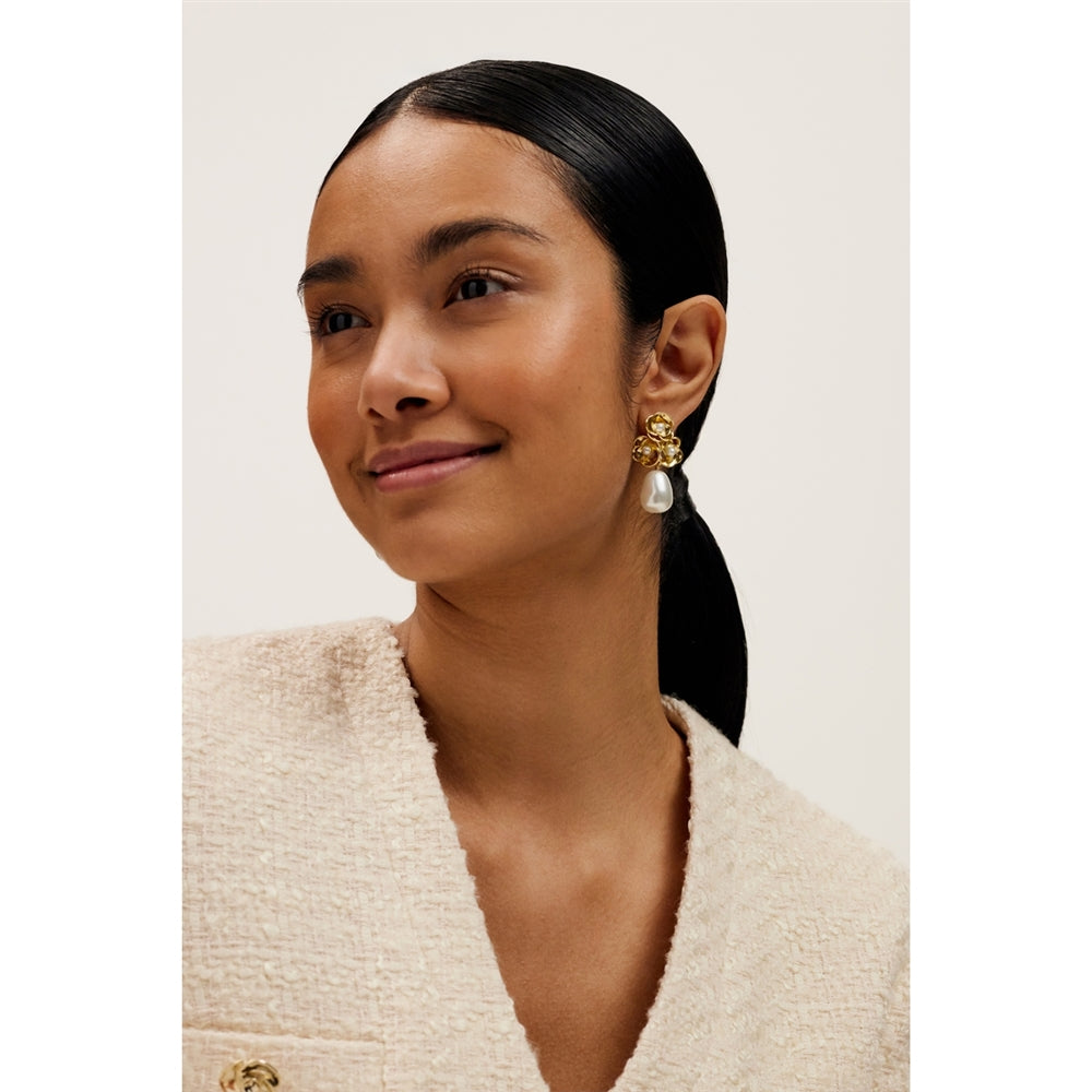 Ted Baker Gold Florelle Pearl Flower Drop Earrings