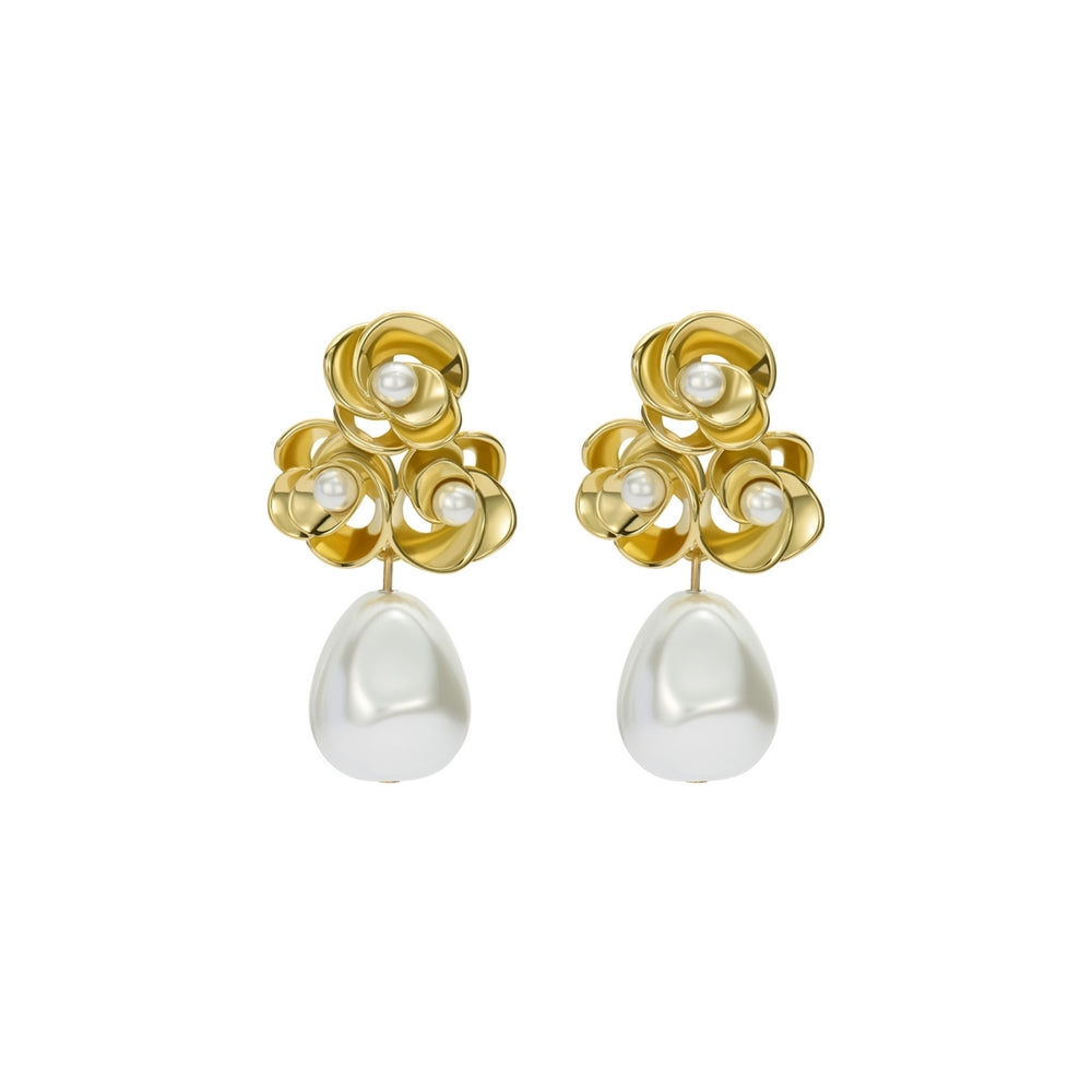 Ted Baker Gold Florelle Pearl Flower Drop Earrings