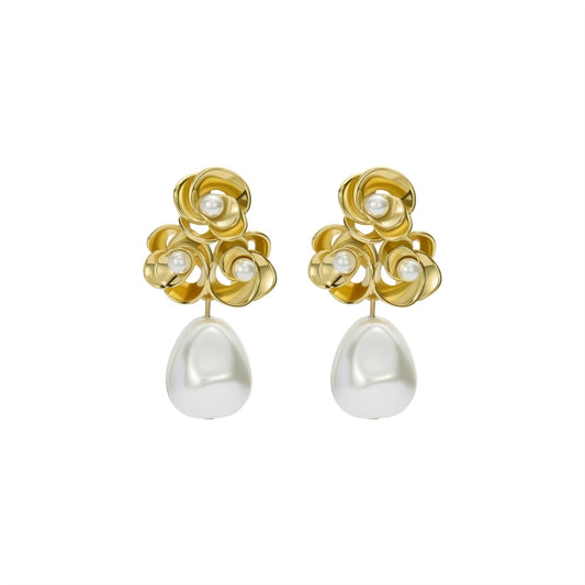 Ted Baker Gold Florelle Pearl Flower Drop Earrings