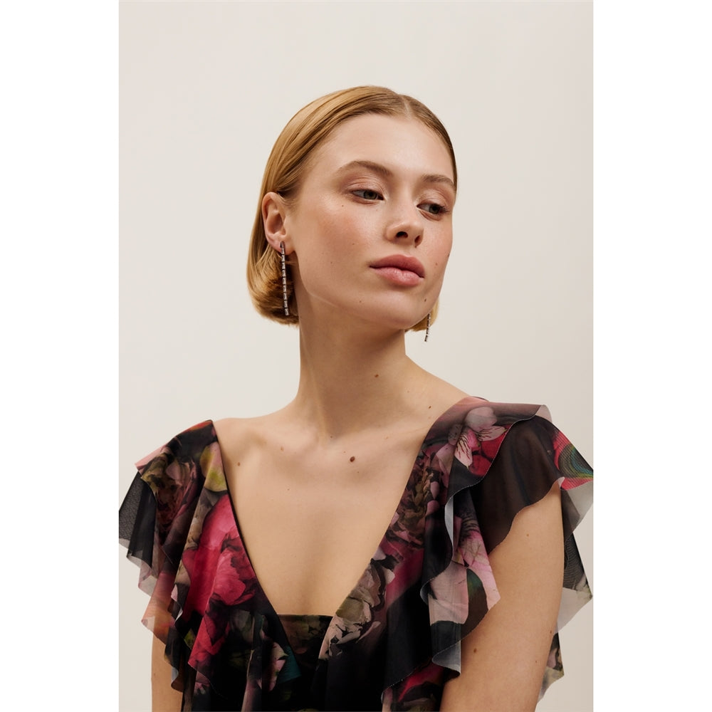 Ted Baker Silver Isalie Crystal Baguette Slinky Drop Earrings
