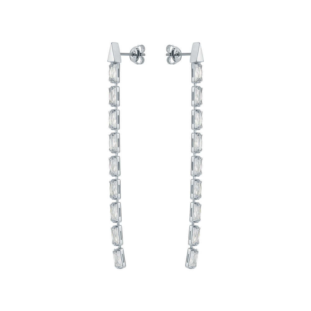 Ted Baker Silver Isalie Crystal Baguette Slinky Drop Earrings
