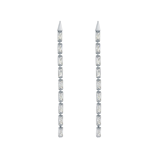 Ted Baker Silver Isalie Crystal Baguette Slinky Drop Earrings
