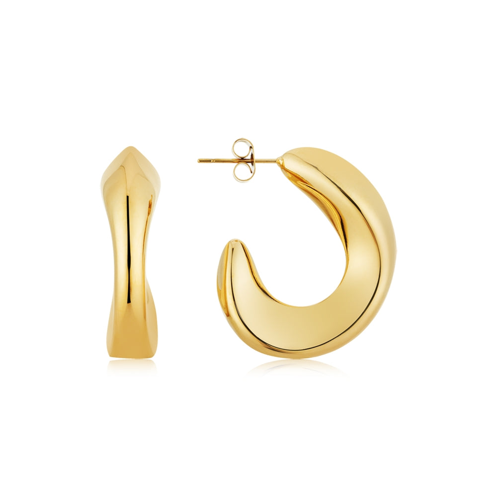 Over & Over Gold Stainless Steel Chunky Organic Hoop